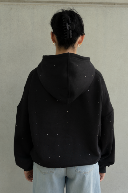 • NSA RHINESTONE HOODIE BLACK