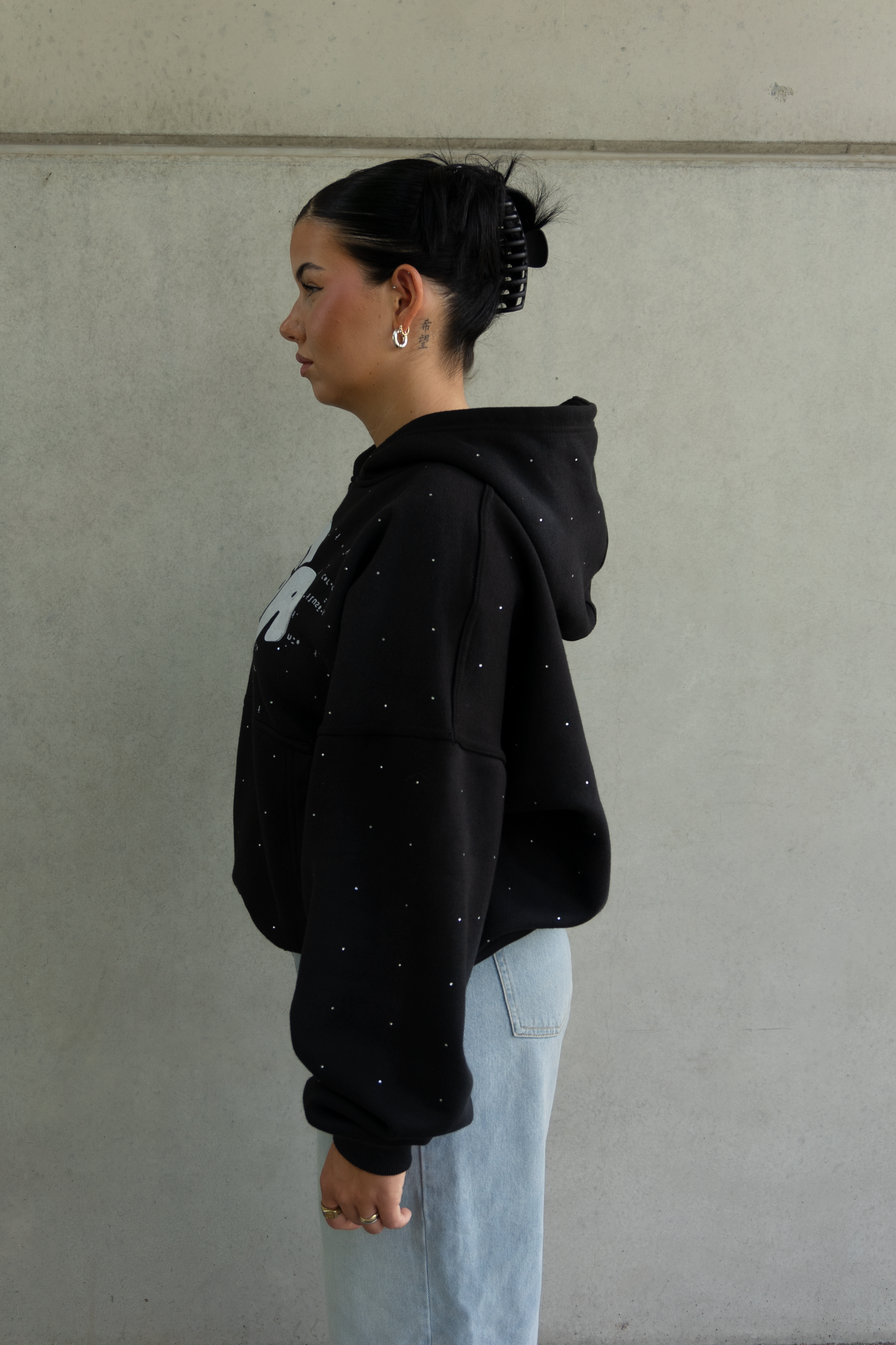 • NSA RHINESTONE HOODIE BLACK